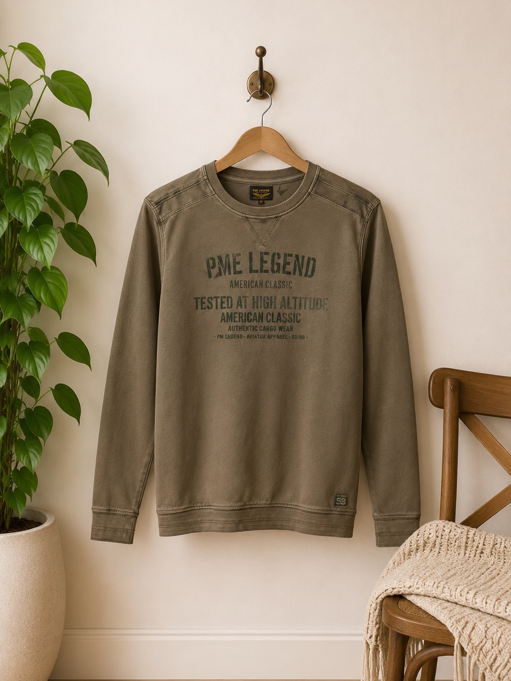 PME‎ Legend Men’s Sweatshirt • Brown Pullover Graphic Flight Military • Sz XXXL